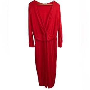 Boden red v-neck long sleeve maxi dress